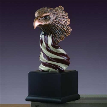 9" Eagle Head with the American Flag Statue – Figurine