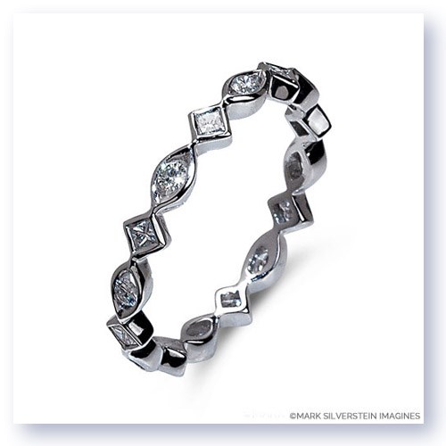 Mark Silverstein Imagines Marquise and Diamond Shaped Stackable Diamond Fashion Ring in 18K White Gold