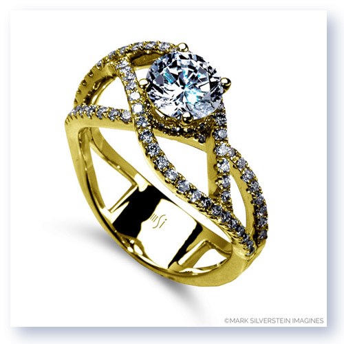 Mark Silverstein Imagines 18K Yellow Gold Double Split Shank Diamond Engagement RIng