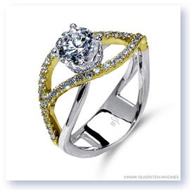 Mark Silverstein Imagines 18K White and Yellow Gold Double Split Shank Semi Diamond Engagement RIng