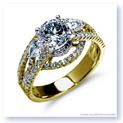 Mark Silverstein Imagines 18K Yellow Gold Three Stone Cathedral Style Diamond Enagagement Ring