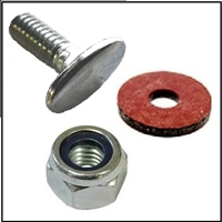 Screw, lock nut and fiber washers for retaining the decorative trim bands to the upper and lower cowling pans