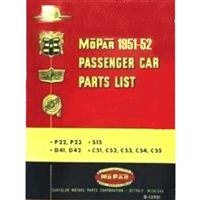 MoPar Factory Parts Manual for 1951-1952 Plymouth - Dodge - DeSoto - Chrysler