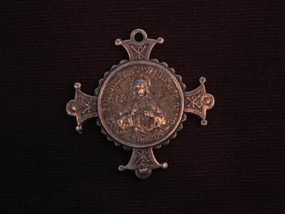 Vintage Replica Jesus On Cross Medallion Antique Silver Colored Pendant
