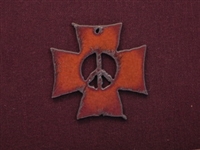 Rusted Iron Chopper Cross With Peace Cut Out Pendant
