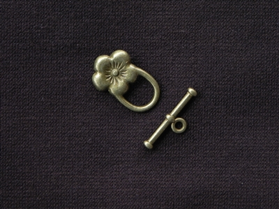 Toggle Clasp Hawaiian Flower Antique Bronze Colored