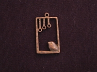 Pendant Antique Copper Colored Chubby Bird In Square Cage