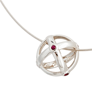 Sfera Ruby Bezel Pendant Necklace in Sterling Silver