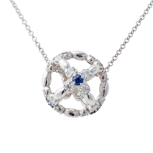 Sfera Sapphire Diamond Pendant Necklace, choice of birthstone.  14k Gold.