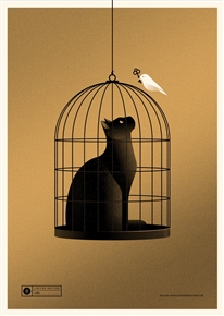 Cat Cage (gold) Art Print by Simon Marchner