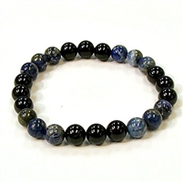 CRB127-CRB178-B-8mm TWO COLOR STONE BRACELET IN TOURMALINE & LAPIS