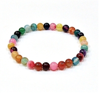 CRB186-6mm STONE BRACELET IN COLORFUL STRIPPED AGATE