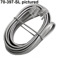 Calrad 70-397-SL 25' Modular Line Cord 4 Wire Plugs Each End Silver