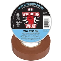 WW-722-BN WarriorWrap Select Professional Electrical Tape,  3/4" x 60ft. 7 mil, Brown - NSI Industries