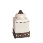 The GG Collection Cream Acanthus Leaf Canister, Small