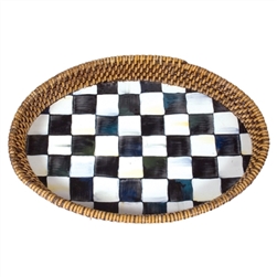 Mackenzie-Childs Enamelware Courtly Check Large Rattan Tray