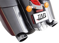 TAB Performance black tip compatible BAM Sticks exhaust pipe mufflers for a 2014 - Up Indian Chieftain Bagger motorcycle