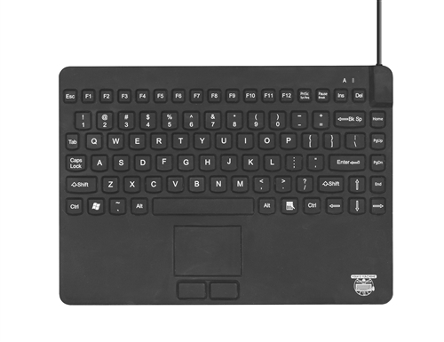 Slim-Cool-Low-Profile-Touch Backlit Small-Footprint 12-inch Waterproof Silicone Keyboard, Touchpad, and Lifetime Warranty (USB) (Black) | SCLP+/BKL/B2