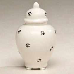 Ceramic Paw Print Pet Urn