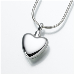 Small Silver Heart Cremation Jewelry Pendant