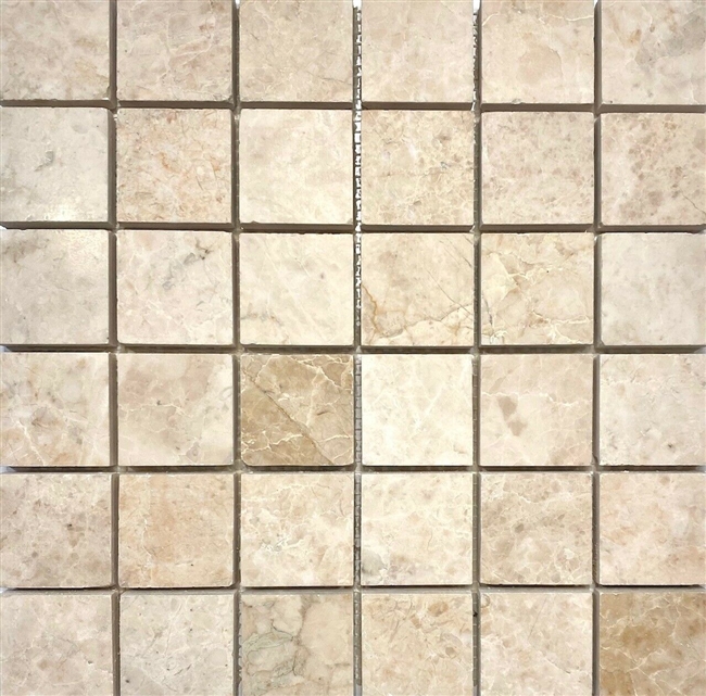 Cappucino Beige Marble 2x2 Brushed Straight Edge Wall and Floor Tile