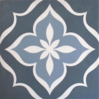 8X8 Flora Blue Porcelain Stoneware Patterned Wall and Floor Tile