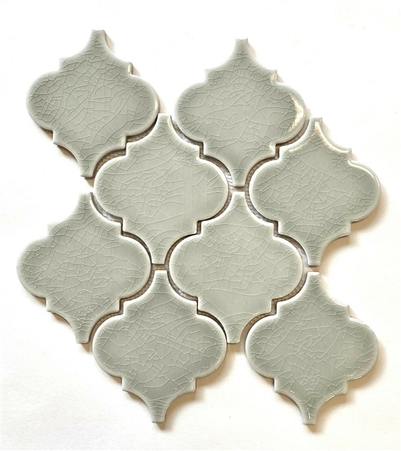 Arabesque Soft Green Crackled Finish Porcelain Mosaic Tile