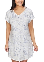 Dignity Pajamas Womens nightgown 'So Soft' Floral Print Knit Short Nightdress with Regular Back-Ruffle - neck and sleeve-Lace trim