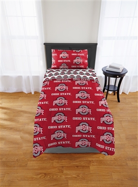 Ohio State Buckeyes  Twin Rotary Bed In a Bag Set