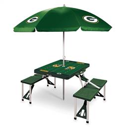 Green Bay Packers Portable Folding Picnic Table with Umbrella