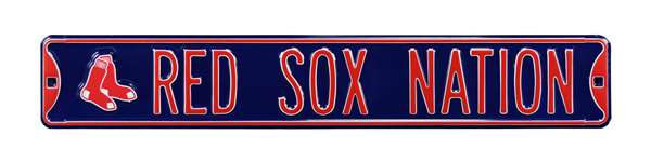 Boston Red Sox Steel Street Sign with Logo-RED SOX NATION Logo