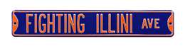 Illinois Fighting Illini Steel Street Sign-FIGHTING ILLINI AVE on Navy