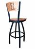 Illinois 25" Swivel Counter Stool with Black Wrinkle Finish and a Laser Engraved Back  