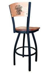 Kentucky "Wildcat" 25" Swivel Counter Stool with Black Wrinkle Finish and a Laser Engraved Back  