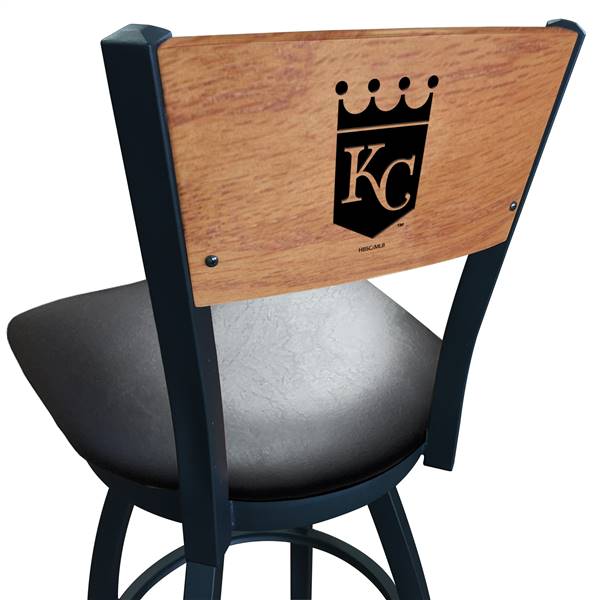 Kansas City Royals 30" Swivel Bar Stool with Black Wrinkle Finish and a Laser Engraved Back  