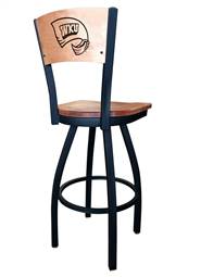 Western Kentucky 30" Swivel Bar Stool with Black Wrinkle Finish and a Laser Engraved Back  