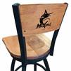 Miami Marlins 30" Swivel Bar Stool with Black Wrinkle Finish and a Laser Engraved Back  