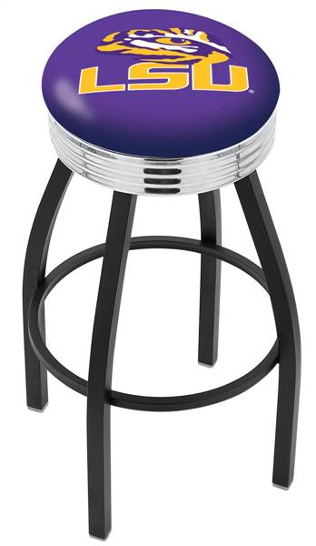  Louisiana State 25" Swivel Counter Stool with a Black Wrinkle and Chrome Finish  