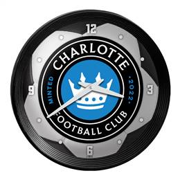 Charlotte FC: Soccer Ball - Ribbed Frame Wall Clock