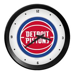 Detroit Pistons: Ribbed Frame Wall Clock