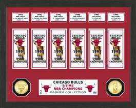 Chicago Bulls NBA Champions Bronze Coin Banner Collection  