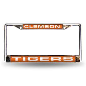 Clemson Tigers Laser Chrome 12 x 6 License Plate Frame