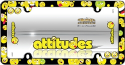 Attitudes Smile Faces Plastic License Plate Frame+Screw Caps for Car-Truck-SUV