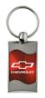 Premium Chrome Spun Wave Red Chevrolet Bowtie Genuine Logo Key Chain Fob Ring
