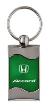 Premium Chrome Spun Wave Green Honda Accord Genuine Logo Key Chain Fob Ring