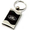Premium Chrome Spun Wave Black Land Rover Logo Key Chain Fob Ring