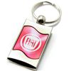Premium Chrome Spun Wave Pink Fiat Logo Key Chain Fob Ring
