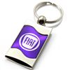 Premium Chrome Spun Wave Purple Fiat Logo Key Chain Fob Ring