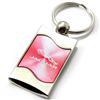 Premium Chrome Spun Wave Pink Jaguar Logo Key Chain Fob Ring
