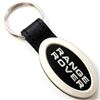 Genuine Black Leather Oval Silver Range Rover Logo Key Chain Fob Ring